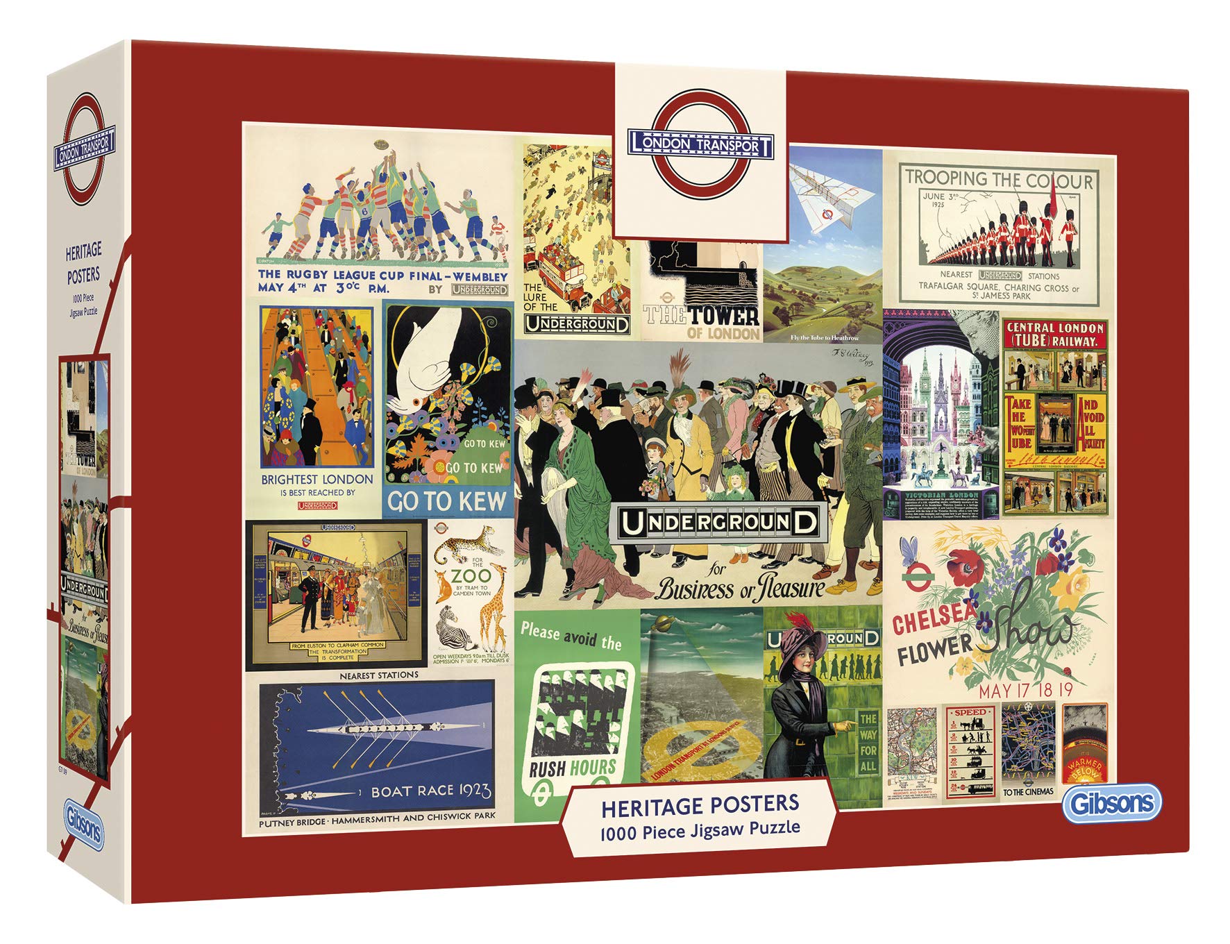 TfL Heritage Posters | 1000 Piece Jigsaw Puzzle | VIntage London Transport | Sustainable Jigsaw Puzzle for Kids & Adults | Premium 100% Recycled Board | Great Gift for Adults | Gibsons Games