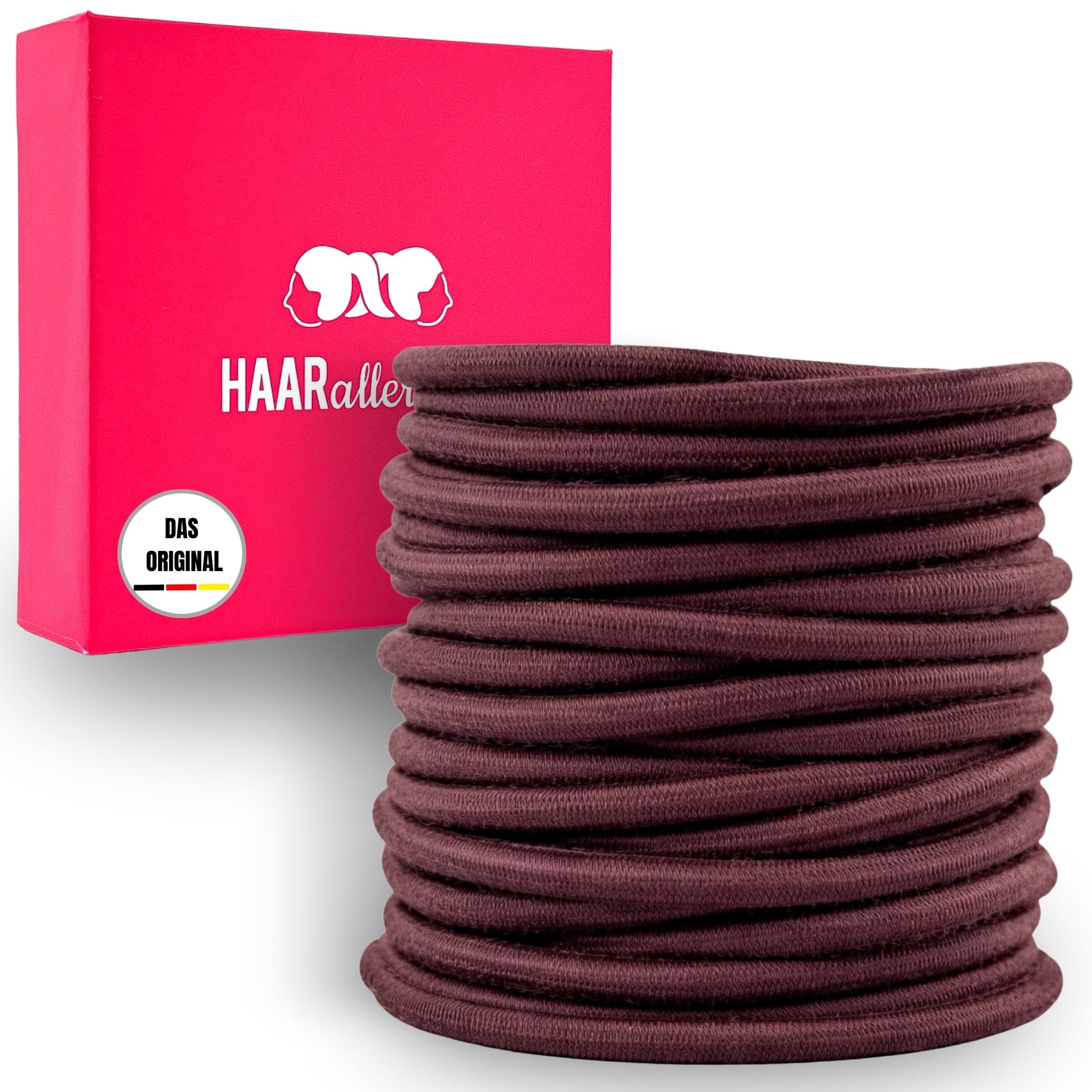Haarallerliebst Women's Hair Scrunchies Medium Brown for Brown Hair (Pack of 20, 4.5 mm Thick), Thick Hair Bobbles Seamless for Braid & Bun - Hair Bobbles for Women, Braid Elastic, Hair Ties