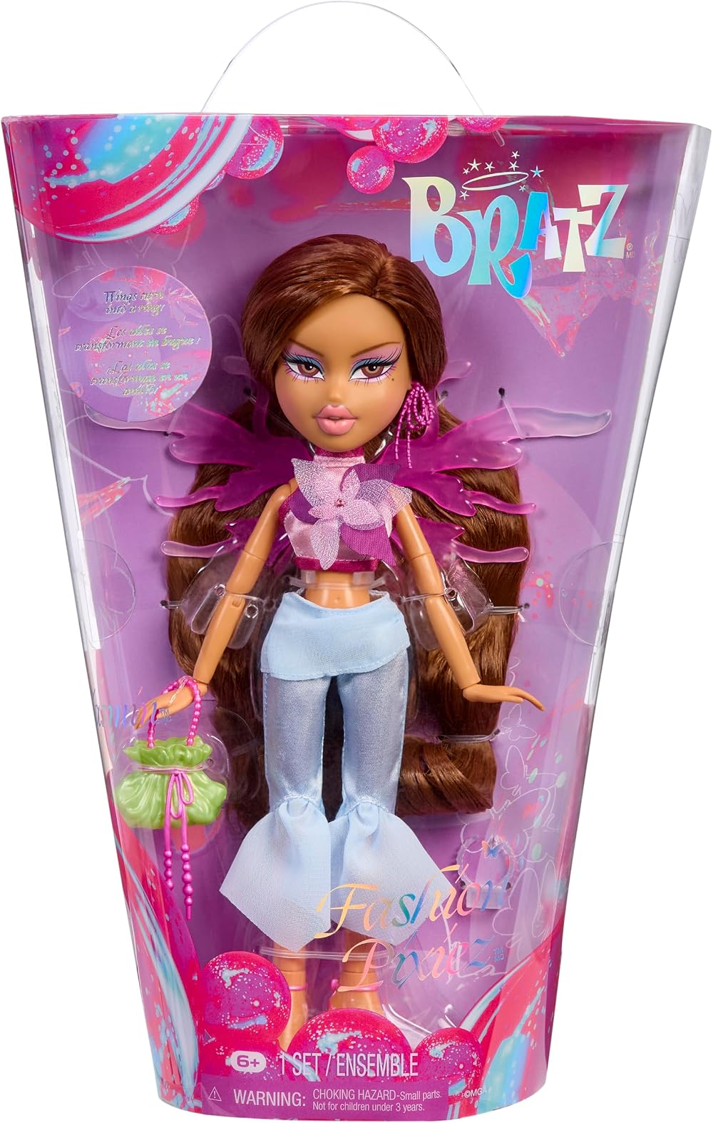 Bratz Fashion Pixiez Yasmin Collectible Doll with Wings Ring Accessory Purple