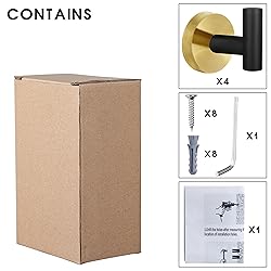 4 Pack Robe Towel Hooks Coat Black Gold Wall Hook
