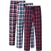yuyangdpb Men's 3-Pack Pajama Pants Cotton Plaid Pjs Bottoms Sleep Lounge Pant Button Open Fly with Pockets