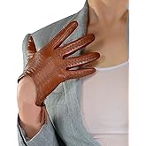 DooWay Women's Short Real Leather Driving Gloves Touchscreen Imported Goatskin Leather Tassel Zipper Winter Warm Gloves