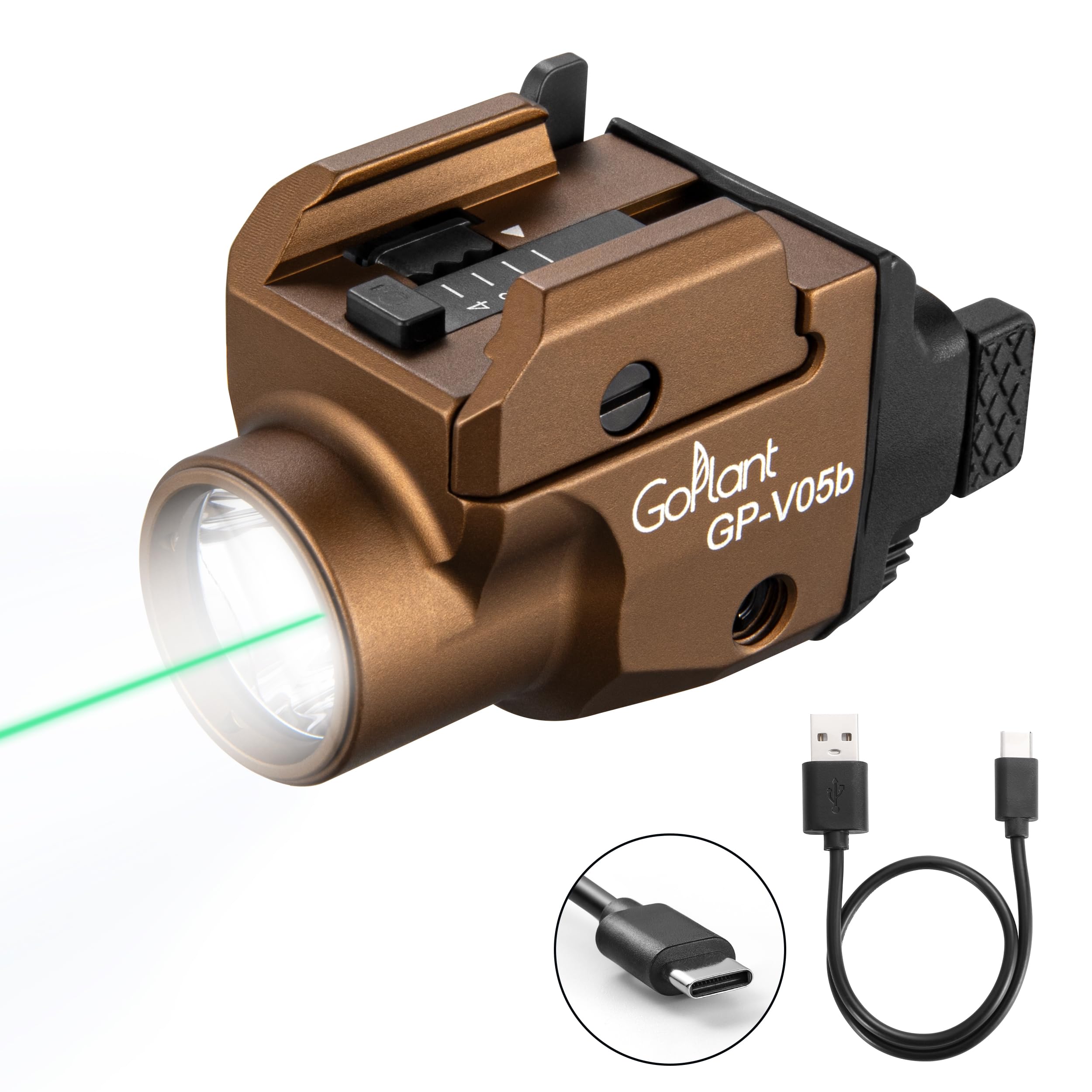 Photo 1 of 1500 Lumens Aircraft-Grade Aluminum Compact Pistol Flashlight, Picatinny Flashlights Laser Weapon Light, Subcompact Tactical Pistol Lights,Green Laser Light Combo for Handgun, Rechargeable Gun Light