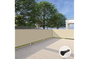 Patio 3' x 10' Balcony Privacy Screen Apartment Railing Covers Fence Panels for Outdoor, Temporary Fencing for Porch Deck Backyard Net Mesh with Zip Ties, Beige