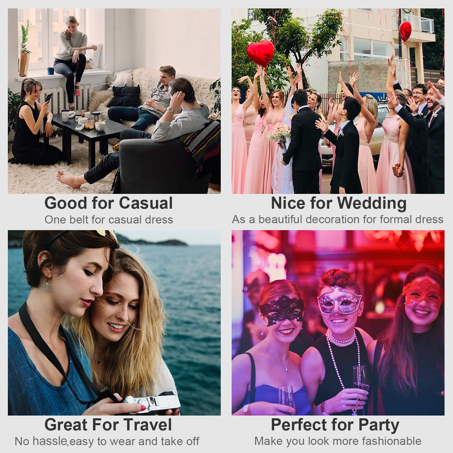 Women Vintage Wide Elastic Stretchy Waist Belt Ladies Retro Waistband for Dress by WHIPPY