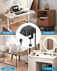 Desk Clamp Power Strip, Surge Protector with 5 AC