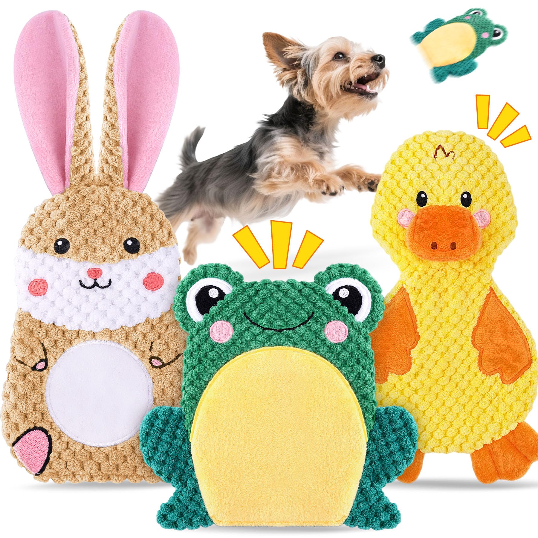 Photo 1 of XIUGOAL Dog Toys to Keep Them Busy, 3 Pack No Stuffing Interactive Dog Toys with Crinkle, Squeaky Puppy Chew Toys for Small, Medium Breeds