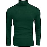 Ekouaer Mens Turtleneck Shirts Ribbed Lightweight Sweater Long Sleeve Casual Pullover Thermal Undershirts S-XXL