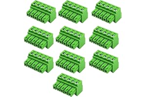 XUGERIP 10 PCS 5 Pin 3.5mm Pitch PCB Screw Terminal Block Connector, Male Plug for 28-16AWG,Pluggable Male Quick Connector-5 Pole