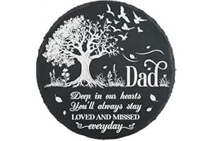 MYFIHU Dad Memorial Slate Stone Father Memorial Plaque Memorial Gifts for Loss of Dad Memorial Garden Stone Bereavement Gifts for Loss of Father Stepping Stone TNA37