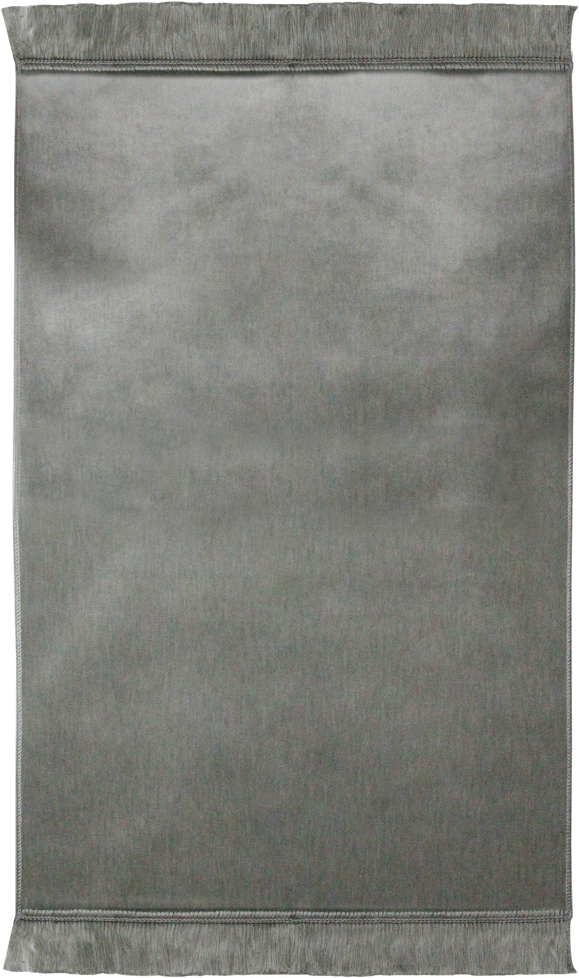 Hijaz Solid Plain Janamaz Sajadah Shiny Silver Color Velour Sajda Mat with Tassels
