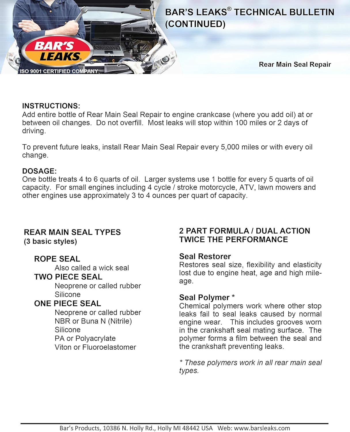 Amazon Com Bar S Leaks Concentrated Rear Main Seal Repair 16 9 Oz Automotive