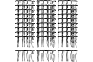 LAWIE 30 Pack Bulk 15 Teeth Silver Gold Black Metal Side Hair Combs Wire Twist Slide Hair Clips Wedding Bridal Veil Combs Decorative Headpiece French Twist Updo Bun Holder Accessories for Women (Black)