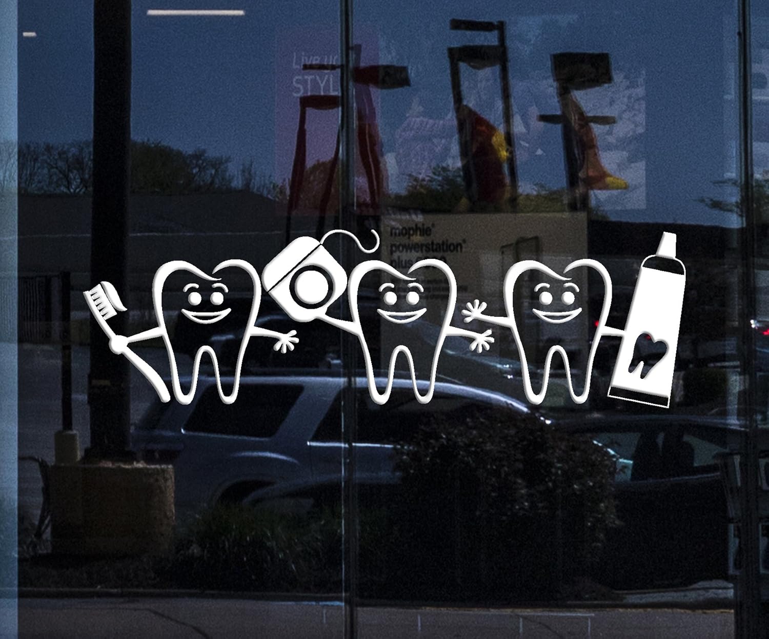 Window Vinyl Wall Decal Healthy Teeth Bathroom Dental Care Dentist Decor Stickers