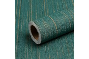 Qianglive Teal Green Grasscloth Peel and Stick Wallpaper Texture Contact Paper 15.7"x120" Vintage Wallpaper Removable Waterproof Wall Paper for Room Walls Cabinets Furniture Drawers Desk