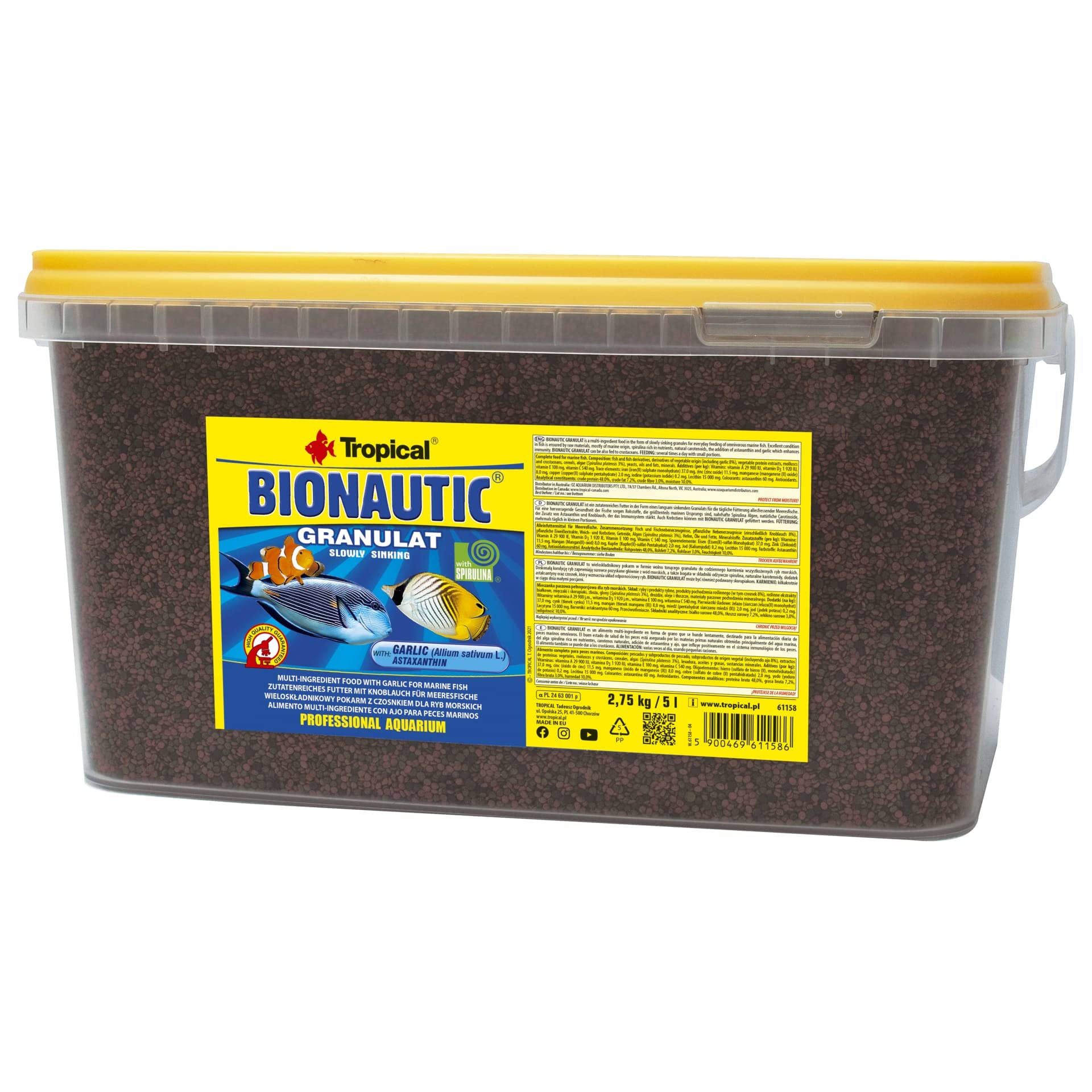 Tropical Bionautic Granules for Small to Medium Sea Water Fish Food, Pack of 1 x 5 L