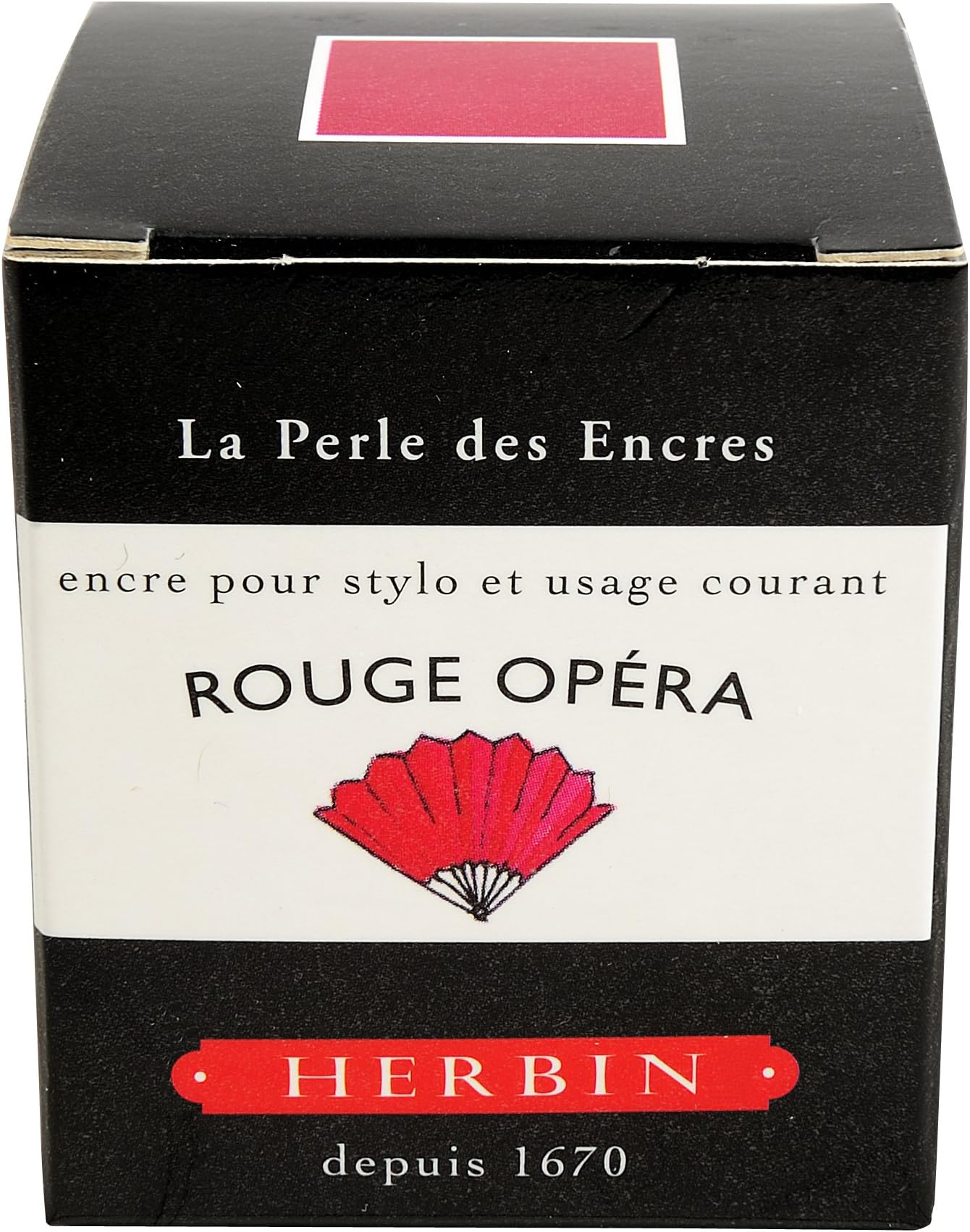 Jacques Herbin 13068T - 30 ml Bottle of Ink for Fountain pens and rollerballs, Rouge Opéra/Opera red - Made in France - Painting - Drawing - Calligraphy