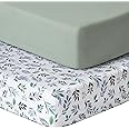 GUNTAIL Baby Crib Sheets for Boys Girls, 2 Pack Fitted Crib Sheet for Standard Crib and Toddler Mattress, Soft Microfiber Baby Sheet 52x28x8in (Leaf & Green)