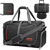 Canway 40L Foldable Duffle Bag for Travel Men & Women Carry On 22"x14"x9" Airline Approved, Small Luggage Overnight Bag with Shoe Compartment, Water-Resistant Gym & Sports Bag