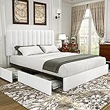 VECELO Queen Size Upholstered Bed Frame with 4