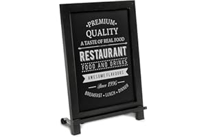 HBCY Creations Rustic Black Wooden Tabletop Chalkboard with Legs/Vintage Wedding Table Sign/Small Kitchen Countertop Memo Board/Antique Wooden Frame (12" x 17", 4- Black)