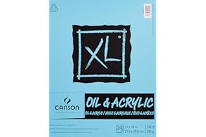 Canson XL Series Oil and Acrylic Paper, Foldover Pad, 11x14 inches, 24 Sheets (136lb/290g) - Artist Paper for Adults and Stud