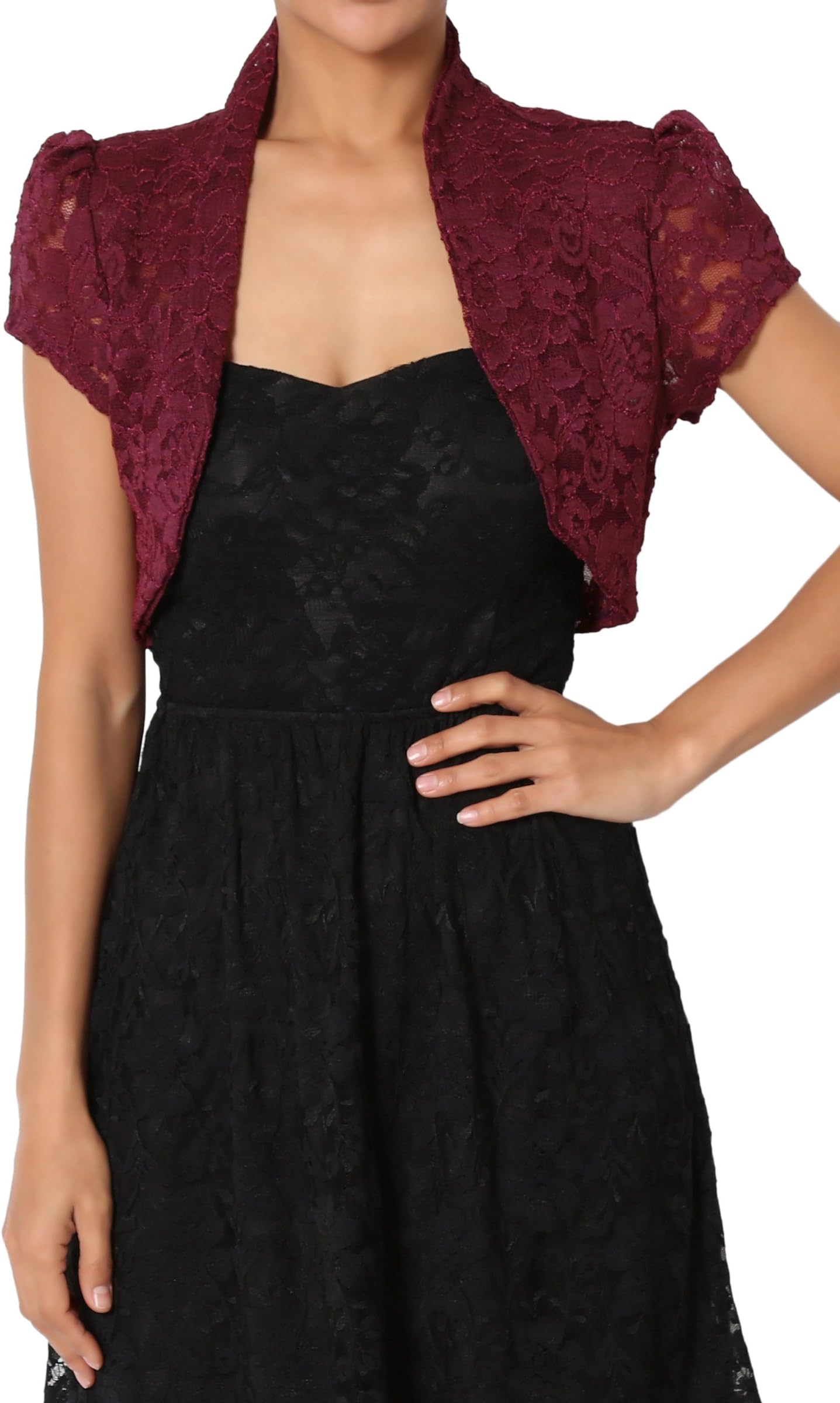 TheMogan Occasion Lace Long Sleeve Bolero Layering Crop Dress Shawl Jacket