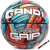 AND1 Supreme Grip Rubber Basketball: Official Regulation Size 7 (29.5 inches) - Deep Channel Construction Streetball, Made for Indoor Outdoor Basketball Games (Blue/Red)