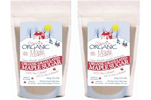 Canadian Organic Pure Real Maple Sugar | 2 x 500g Pouch | Fine Granulated | Healthier alternative to cane sugar | Perfect for
