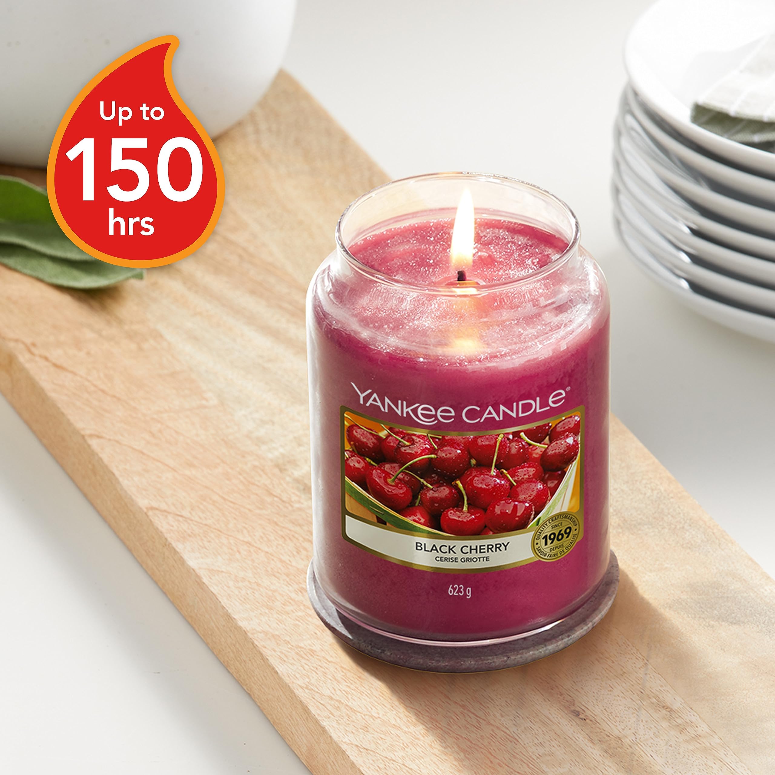 Yankee Candle Scented Candle | Black Cherry Large Jar | Long Burning Candles: up to 150 Hours | Perfect Mothers Day and Easter Gifts for Women