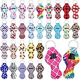 Cludoo 30Pcs Chapstick Holder Keychain Bulk, Chapstick Lip Balm Lipgloss Lipstick Holder Keychains for Lipstick, Chapstick, Lip Balm, lanyards, 30 Vibrant Colors