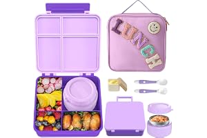 Aimsnk Lunch Box Kids with Thermo Insulated Lunch Bag for School, Purple