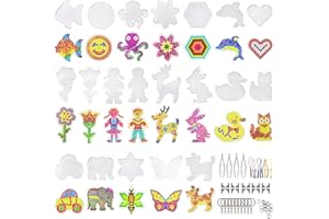 Hifunwu 20 PCS 5mm Fuse Beads Boards Clear Plastic Fuse Beads Pegboards with 20 Colorful Cards, 4 Tweezers, 10 Hang Ropes, 10 Keychains, 20 Small Hoops and 10 Holders for Kids DIY Craft Beads