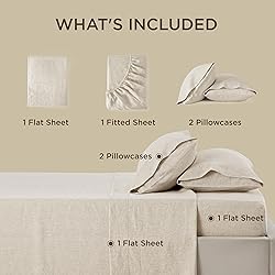 Bedsure Linen Sheets - King Size Sheets, Blend from