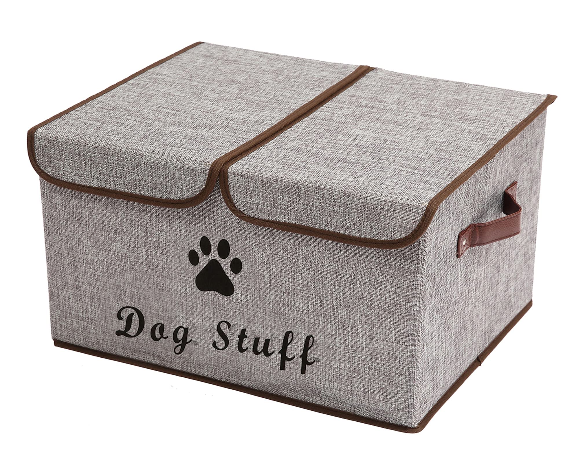 Morezi Dog toy box basket storage with lid perfect basket for dog toys grooming stuff living room playroom closet home organization - LightGray