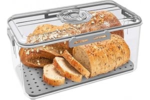 ZEAYEA Bread Box for Kitchen Countertop, Airtight Bread Storage Container, Time Recording Plastic Bread Keeper for Bread Bage