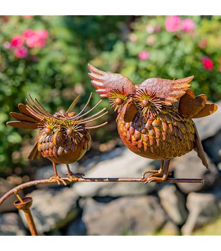 Amazon.com: Zaer Ltd. Large Flapping Owl Garden Stake, Metal Wind