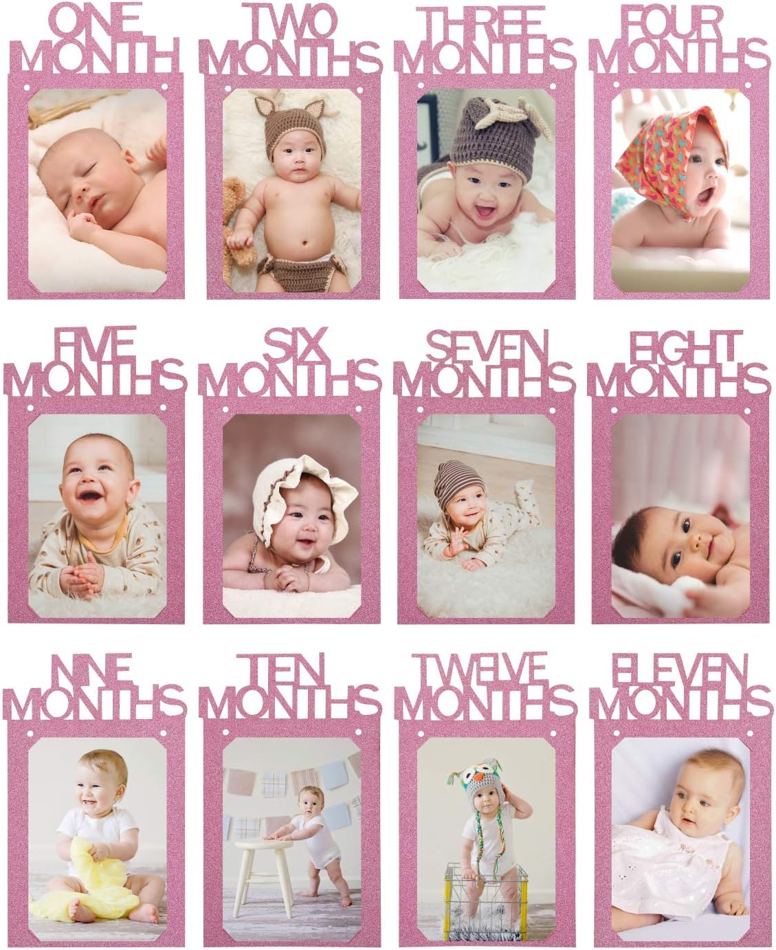 1st Birthday Photo Banner Baby First Birthday Party Decoration 12 Months Baby Photo Bunting Garland Newborn Boys Girls Monthly Milestone Growth DIY Wall Hanging Picture Album for Baby Shower - Image 3