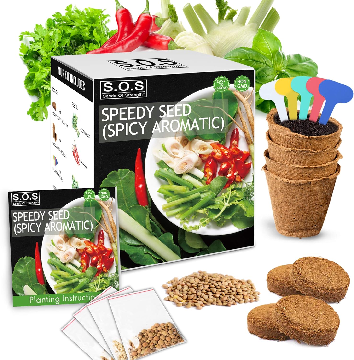 Speedy Seed KIT Gift Box Spicy Aromatic 4 Extraordinary Vegetables to