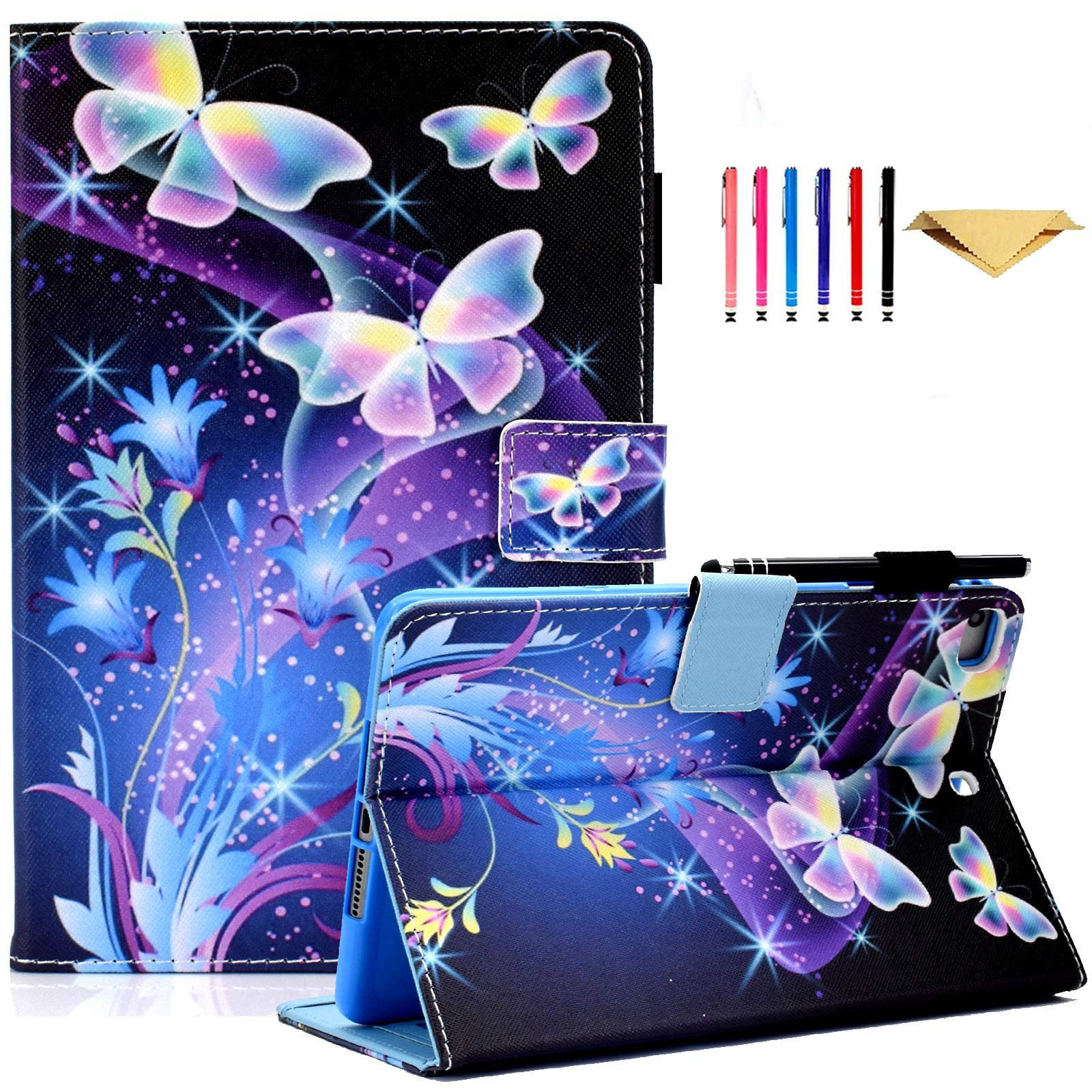 AUSMIX Case for iPad Mini 5, 4, 3, 2, 1 - Slim Fit Premium PU Leather Folio Stand Wallet Cover with Auto Wake/Sleep Smart for Apple iPad Mini 1-5, Butterfly