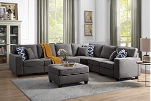 Devion Furniture Lionel Sectional, Charcoal Gray 98" D x 124" W x 34" H