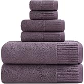 YTYC 27.5x55 Inches Luxury Bath Towels Set of 6 Large, 100 Percent Cotton 650GSM Super Absorbent Soft Shower Towels for Bathroom (Plum, 6pieces)