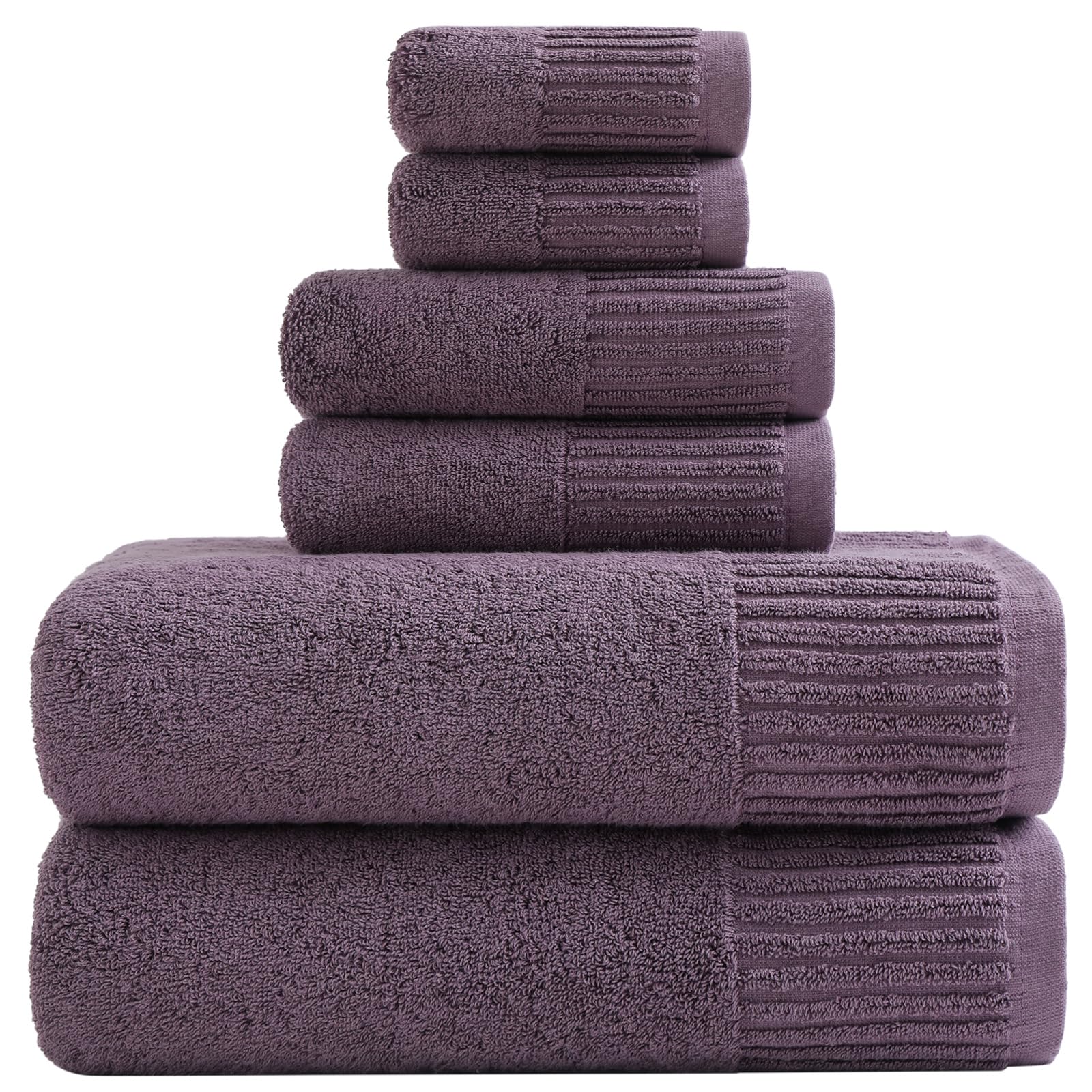 Photo 1 of YTYC 27.5x55 Inches Luxury Bath Towels Set of 6 Large, 100 Percent Cotton 650GSM Super Absorbent Soft Shower Towels for Bathroom (Plum, 6pieces)