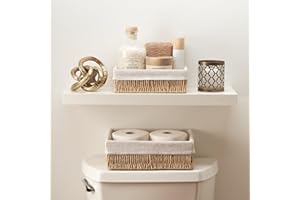 KIBAGA Beautiful Toilet Paper Storage Basket Set of 2 – Decorative Wicker Bathroom Organizer for Toilet Tank Trays - Quality Holder Bin for Shelves Fits Perfectly with Any Bathroom Decor