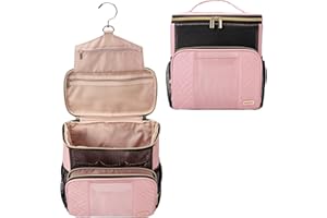 BAFAMYE Women's Hanging Travel Toiletry Bag - Large, Durable, Multipurpose and TSA Approved for the Modern Traveling Woman, Pink