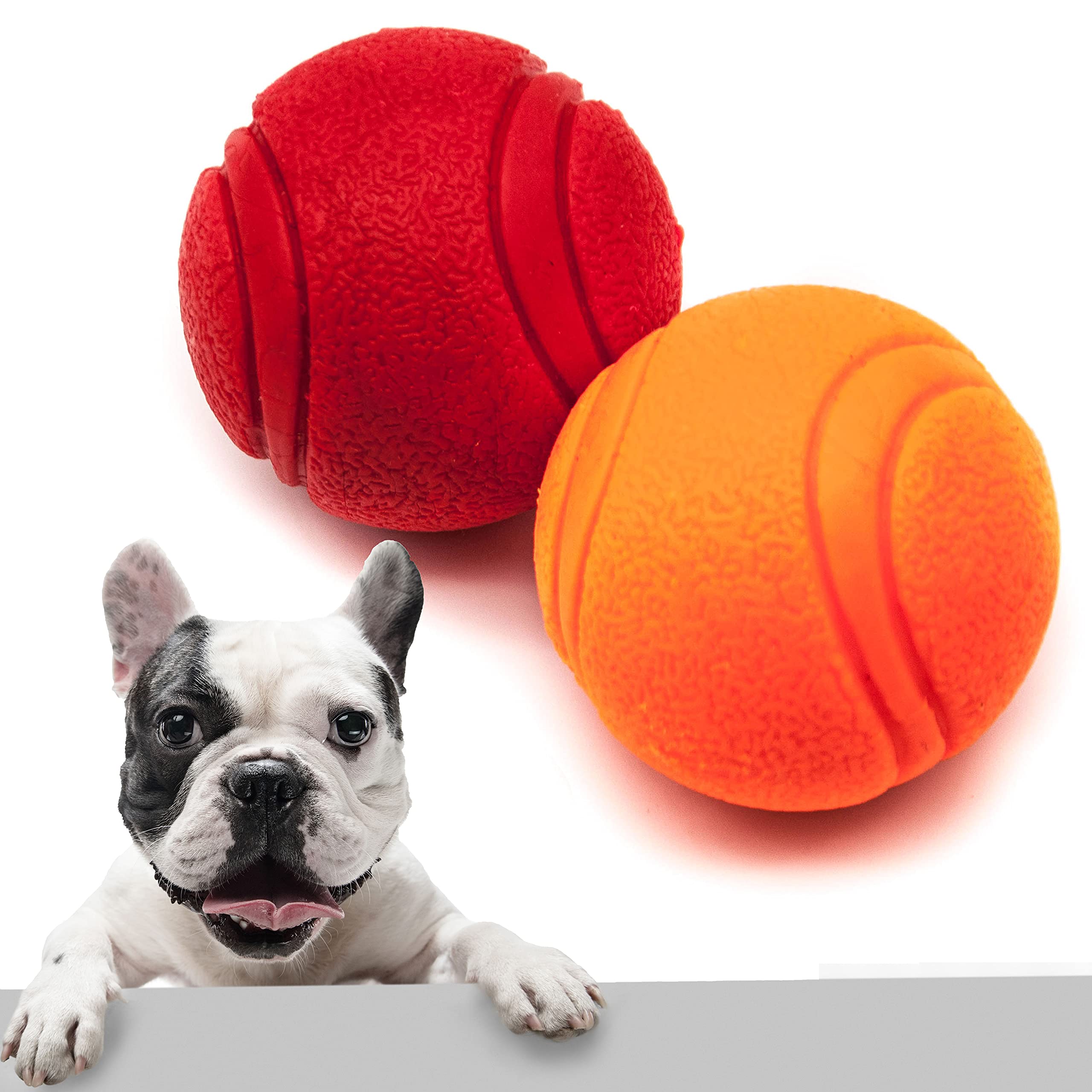 2x 5cm Dogs High Bouncing Rubber Ball – Solid Core – Interactive Training, Virtually Tough Indestructible Dog Toys for Boredom, Bouncy, Strong Balls, Fetch Play, Teething (2 inches, Red & Orange) — image 1