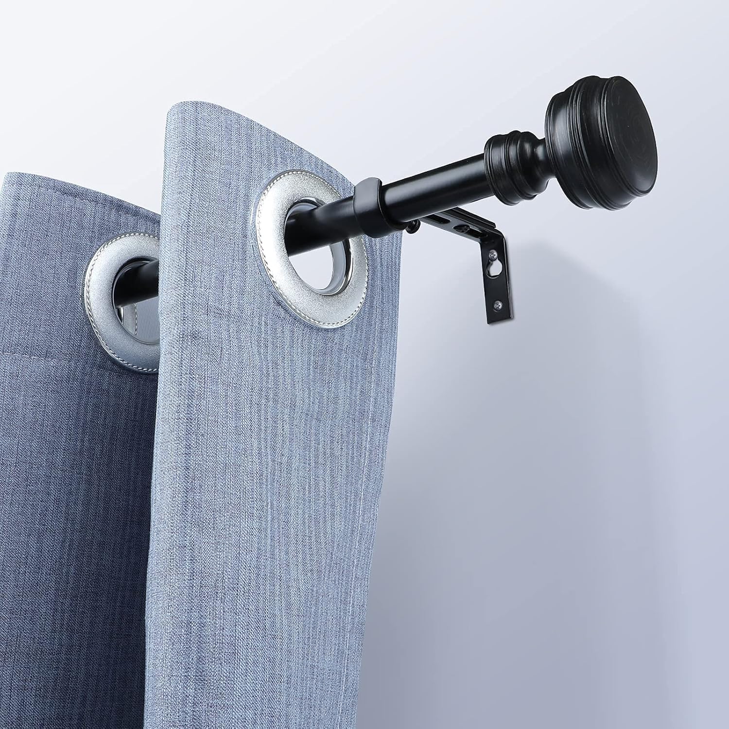 OLV 2 Pack Retro Curtain Rod 3/4" Adjustable Single Window Rod 28"-48" with Cylindrical Designed Treatment Antique Finials Black Drapery Rods.: Home Improvement
