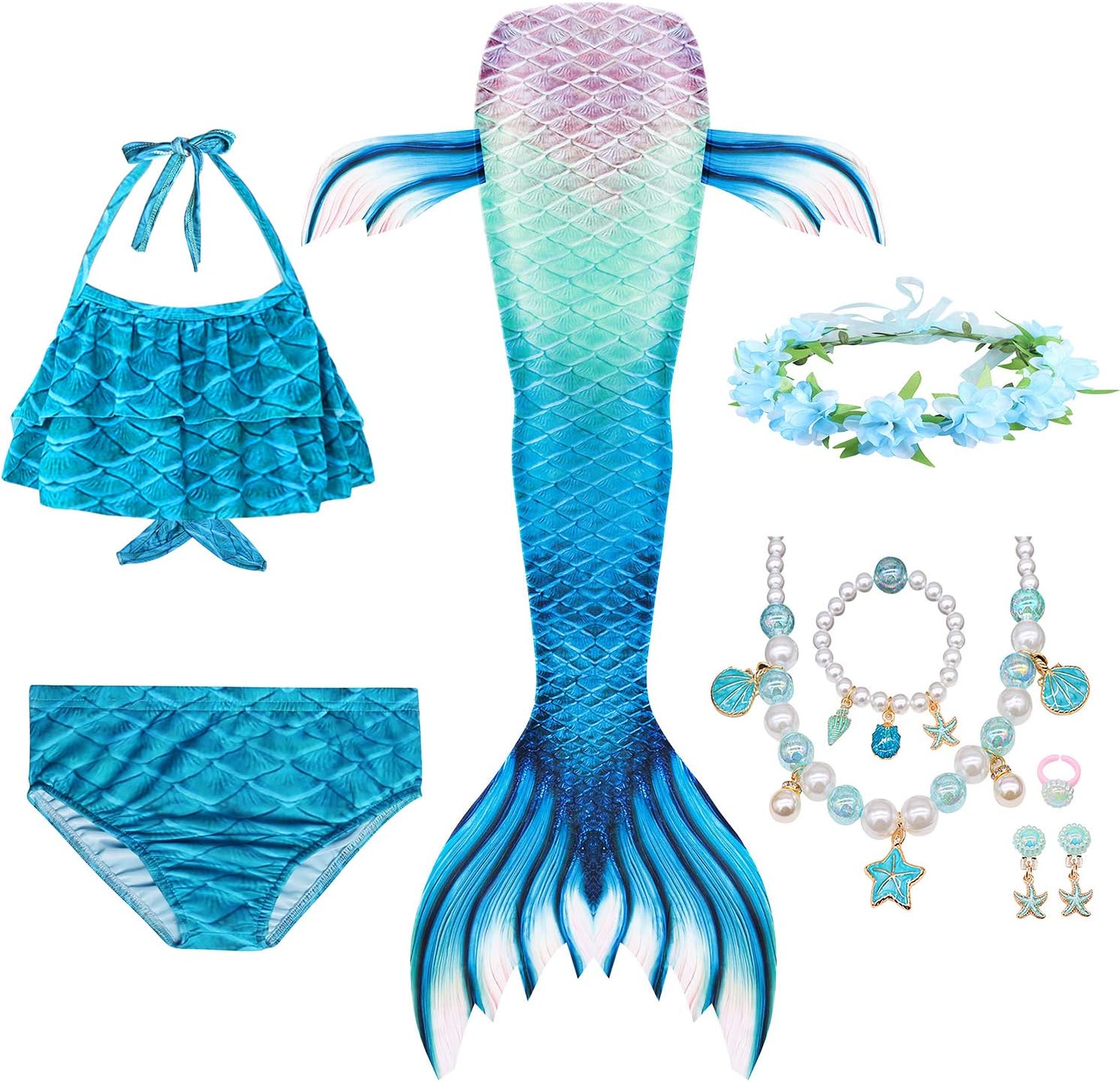 Girls Size Swimsuits Mermaid for Swimming Mermaid Costume Bikini Set - Birthday Gift - Without Monofin