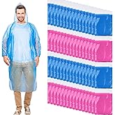 Handepo 100 Pack of Adult Rain Ponchos with Hood Disposable Plastic Rain Ponchos Bulk Emergency Raincoat for Men Women Adult