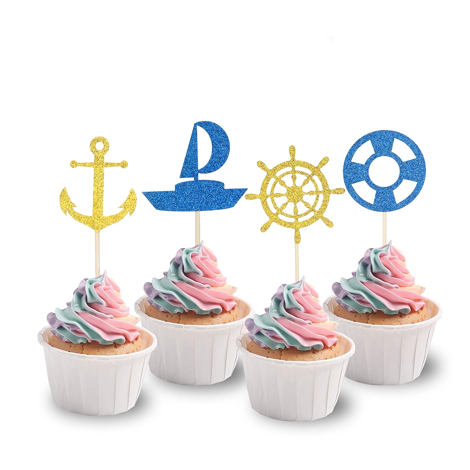 Kkazoku Nautical Cupcake Toppers Whale Cake Toppers For Baby Shower Wedding Birthday Party Decorations Supplies 24 Pcs Nautical Cupcake Topper Amazon In Grocery Gourmet Foods